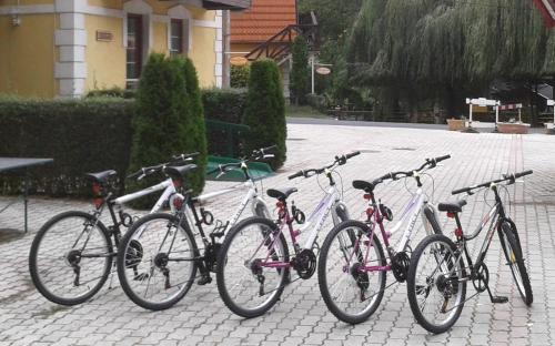 bicycles parked next to each other at Hotel Szeleta in Lillafüred