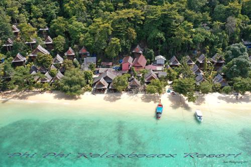 an aerial view of a resort on a beach at Phi Phi Relax Beach Resort in Phi Phi Islands