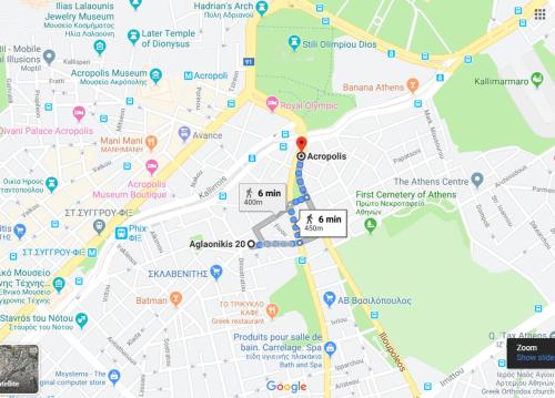 un primo piano di una mappa della città di Walk to Acropolis from Luxury Apartment Near Metro ad Atene