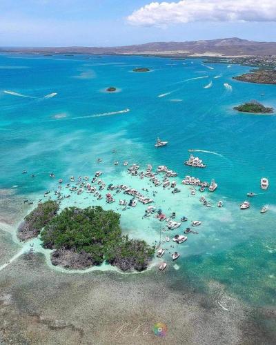 a group of people on a island in the ocean at Casa Bonita Inn in La Parguera