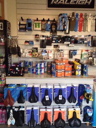 a store filled with lots of different types of bow ties at Hassop Station rooms on the Monsal Trail in Bakewell