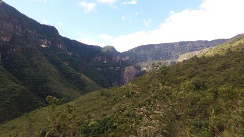 a view of a valley in the mountains at Goctamarca Lodge in Cocachimba
