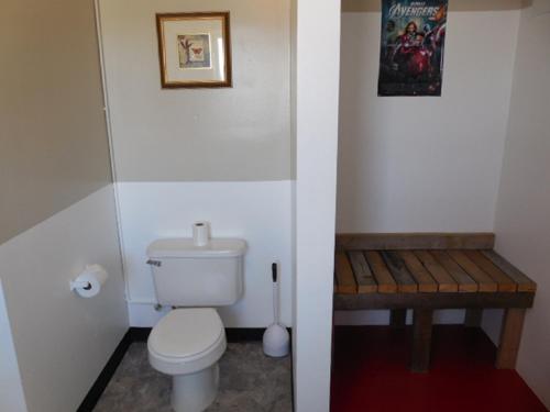 a bathroom with a toilet and a sink at FireWeed RoadHouse in Nenana