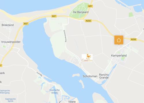 a map showing the location of kamparikiikiikiikiikiikiiki at Casa Bos Schotsman Wellness - Jacuzzi - Rental eBikes - The Kamado BBQ in Kamperland