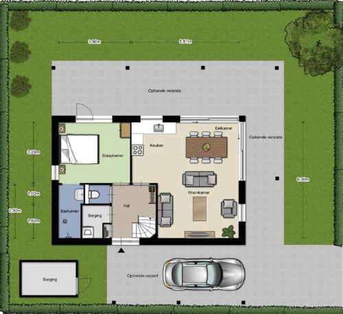 a floor plan of a house with at Casa Bos Schotsman Wellness - Jacuzzi - Rental eBikes - The Kamado BBQ in Kamperland