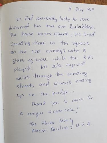 a letter from a friend to her husband at Ferienhaus Altstadt CH-Rheinfelden in Rheinfelden