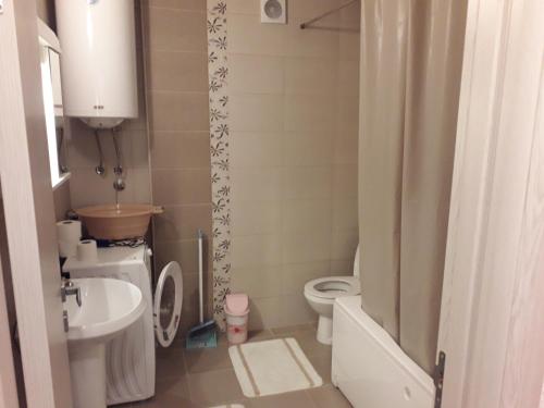 a small bathroom with a toilet and a sink at Stan Vukovic in Bar