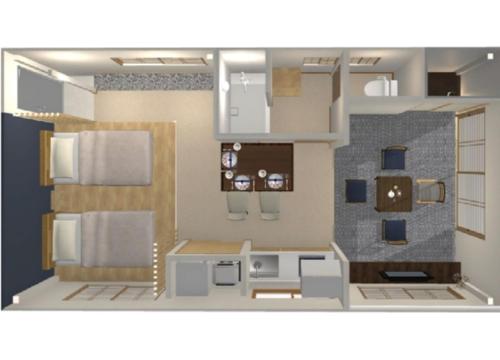 a rendering of a small kitchen in a house at Sakura Stay Yoga 201 in Tokyo