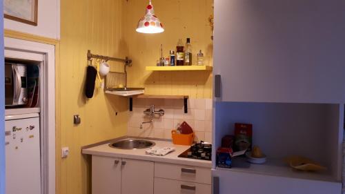 a small kitchen with a sink and a counter top at Gîte L'Ermitage in Tours