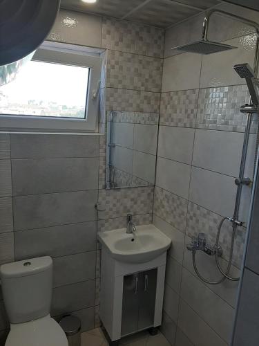 a bathroom with a toilet and a sink at Apartment RELAX in Ruse