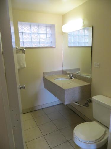 a bathroom with a sink and a toilet at Regal Inn Chicago O'Hare - Franklin Park in Franklin Park