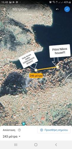 a screenshot of a map of a river at Pitini Nikos house in Symi