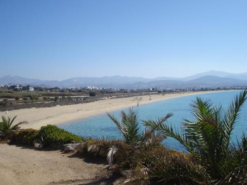 a beach with a bunch of people on it at Agios Prokopios Hotel in Agios Prokopios