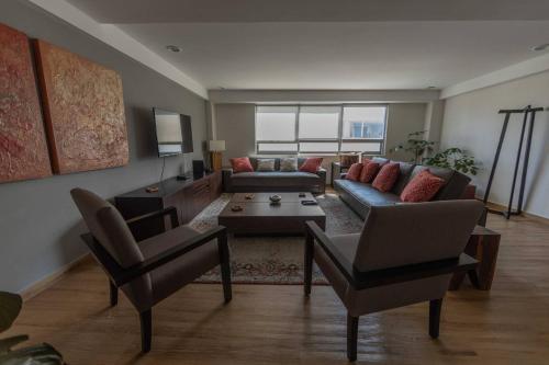 Zona de estar Apartamento 2 dormitorios-Condesa-Alvaro Obregon St