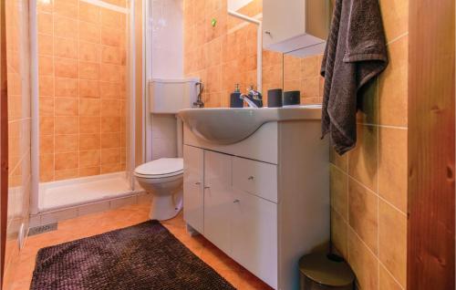 un piccolo bagno con lavandino e servizi igienici di Gorgeous Apartment In Strunjan With Kitchen a Strunjan
