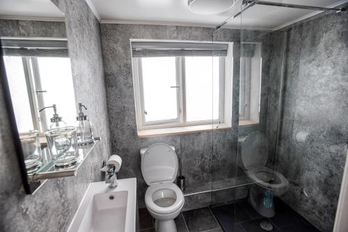 a bathroom with a toilet and a sink at The Sheiling in Tarbert