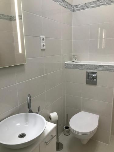 Koupelna v ubytování Bervia Apartman