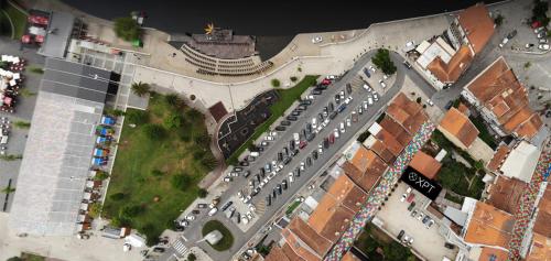 arial view of a parking lot in a city at XPT Águeda - Alojamento Local in Águeda