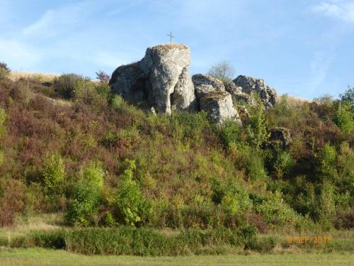 a group of rocks on top of a hill at Ferienwohnung Kunze in Obernsees
