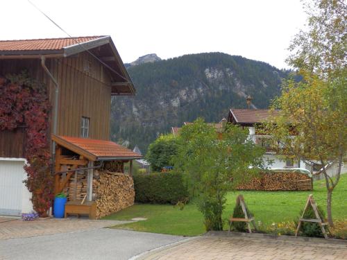 a house with a hill in the background at Haus Seebach in Berwang