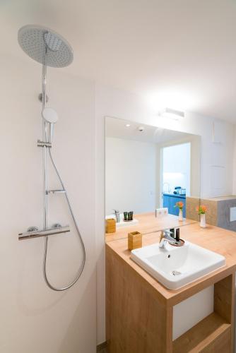 a bathroom with a sink and a shower at Vienna Residence, Hietzing - Schönbrunn in Vienna