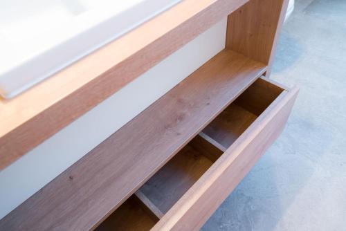 a set of wooden stairs in a room at Vienna Residence, Hietzing - Schönbrunn in Vienna