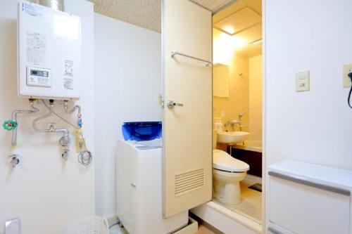 a bathroom with a toilet and a sink at Mansion Pasture TSUKISAMU Fukuzumi in Sapporo