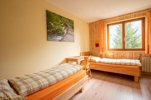 Marul的住宿－Ferienhaus Zech，一间卧室设有两张床和窗户。