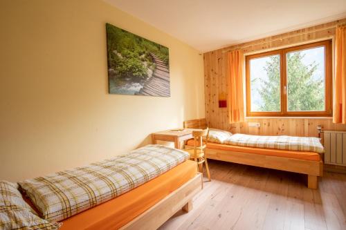 a bedroom with two beds and a window at Ferienhaus Zech in Marul