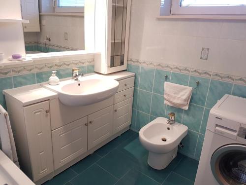 a bathroom with a sink and a toilet at Apartment Venko in Slovenske Konjice