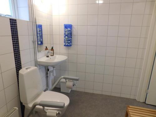 Drottning Ödas Boende في Degerhamn: حمام مع مرحاض ومغسلة