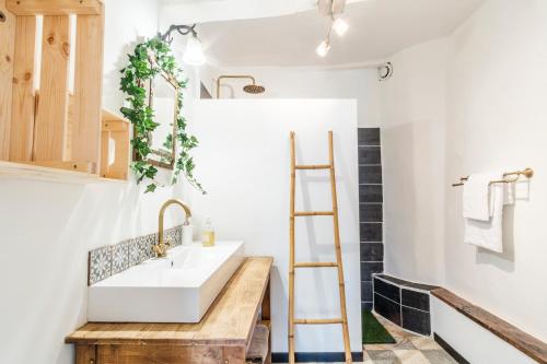 a bathroom with a sink and a ladder at Carpe Diem in Tourrettes-sur-Loup