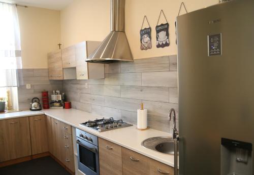 Kuchyň nebo kuchyňský kout v ubytování Apartament Parkowa