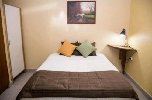 a bedroom with a bed with pillows on it at Casa Mandala in Trelew