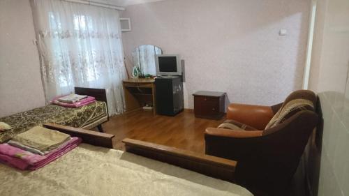 キスロヴォツクにあるApartment on Karla Marksa 8のリビングルーム(ソファ、テレビ付)