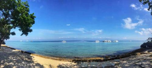 a view of a beach with boats in the water at Ancelle Cristo Re in Moalboal