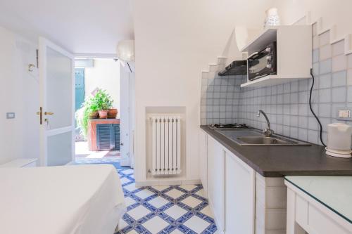 een keuken met een wastafel en een aanrecht bij Villa Elisa Holiday Home in Sorrento