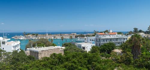 a view of a city with boats in a harbor at Alexandra Hotel&Apartments in Kos Town