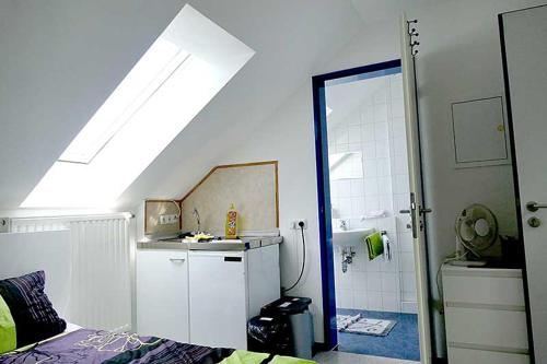 W łazience znajduje się umywalka i prysznic. w obiekcie Angeln am Regen - Angelhof Posl w mieście Nittenau