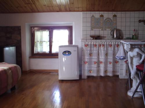 a kitchen with a refrigerator in the middle of a room at B&B Casa Villa Siviglia in Marliana