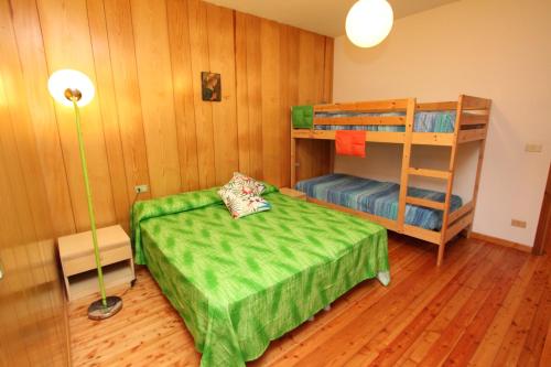 ein Schlafzimmer mit einem Etagenbett und einer Leiter in der Unterkunft Varabeta in Forni di Sopra