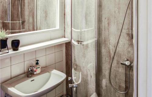 y baño con lavabo y ducha. en Lovely Home In Ljrdalen With Kitchen en Ljørdal