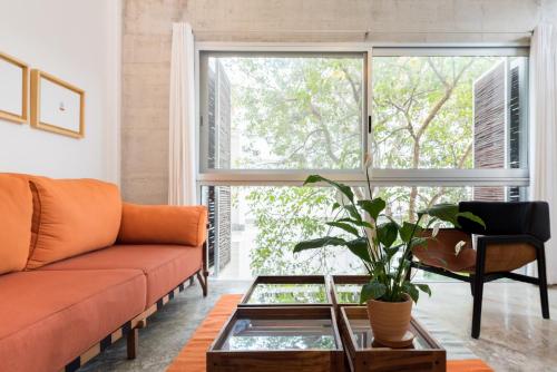 Ruang duduk di Casa de Piedra Tulum