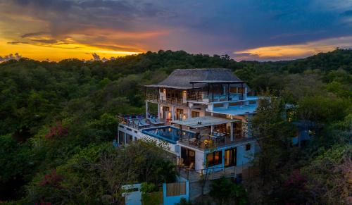 an aerial view of a house in the forest at Casa Kalmar in Zipolite