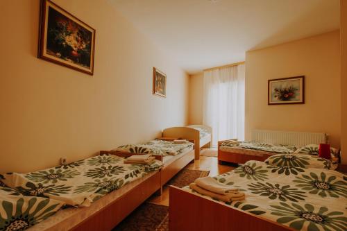 a room with three beds in a room at Noćko-Sobe i apartmani in Vukovar
