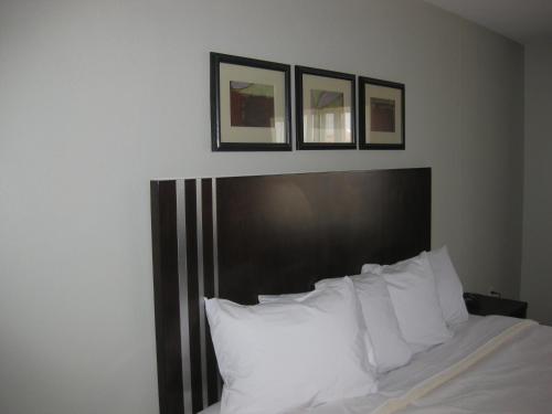 a bedroom with a bed with three pictures on the wall at Country Inn & Suites by Radisson, Dearborn, MI in Dearborn