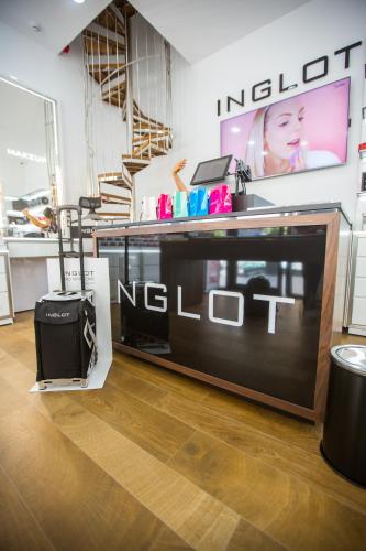 a store with a large television in a room at SBN Suite Hôtel in Tangier