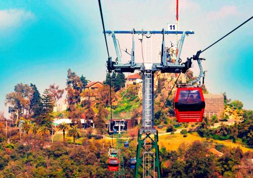 a gondola ride up a hill with a house at Ladera Boutique Hotel in Santiago