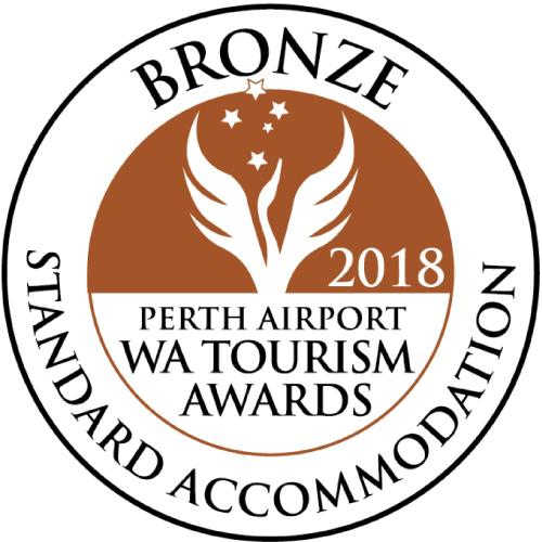a logo for the bronx feather airport wa tourism awards at Kangaroo Inn in Perth