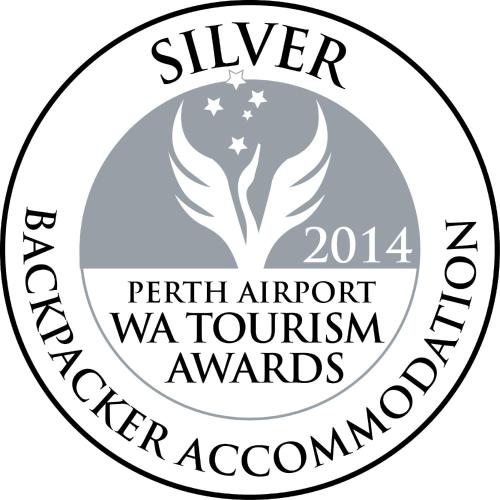 a black and white logo for the fifth airport wa tourism awards at Kangaroo Inn in Perth